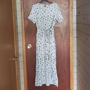 Faux wrap skirt midi dress